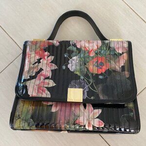 Ted Baker floral patent-leather purse